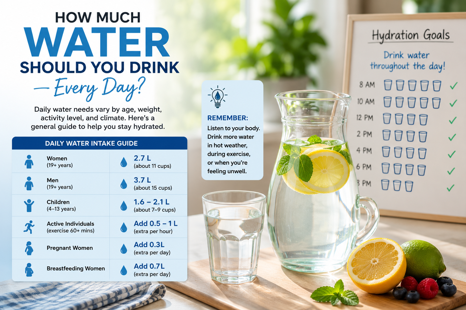 How much water should you drink every day daily water intake guide for adults
