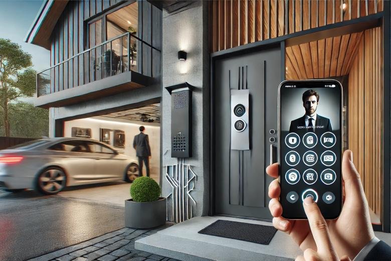 15 Best Smart Home Devices Worth Buying in 2026 (Tested Picks for Every Budget) 2 Modern smart home security system featuring a video doorbell, outdoor security camera, smart lock, and smartphone with live security alerts.