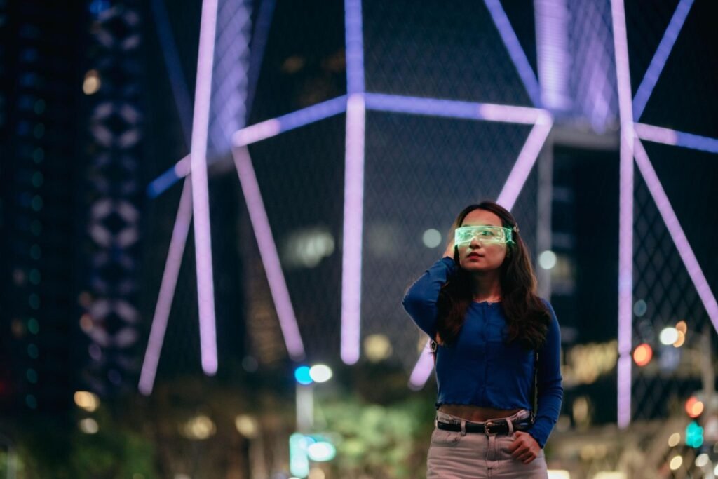 Person wearing AI-powered smart glasses demonstrating augmented reality technology in 2026.