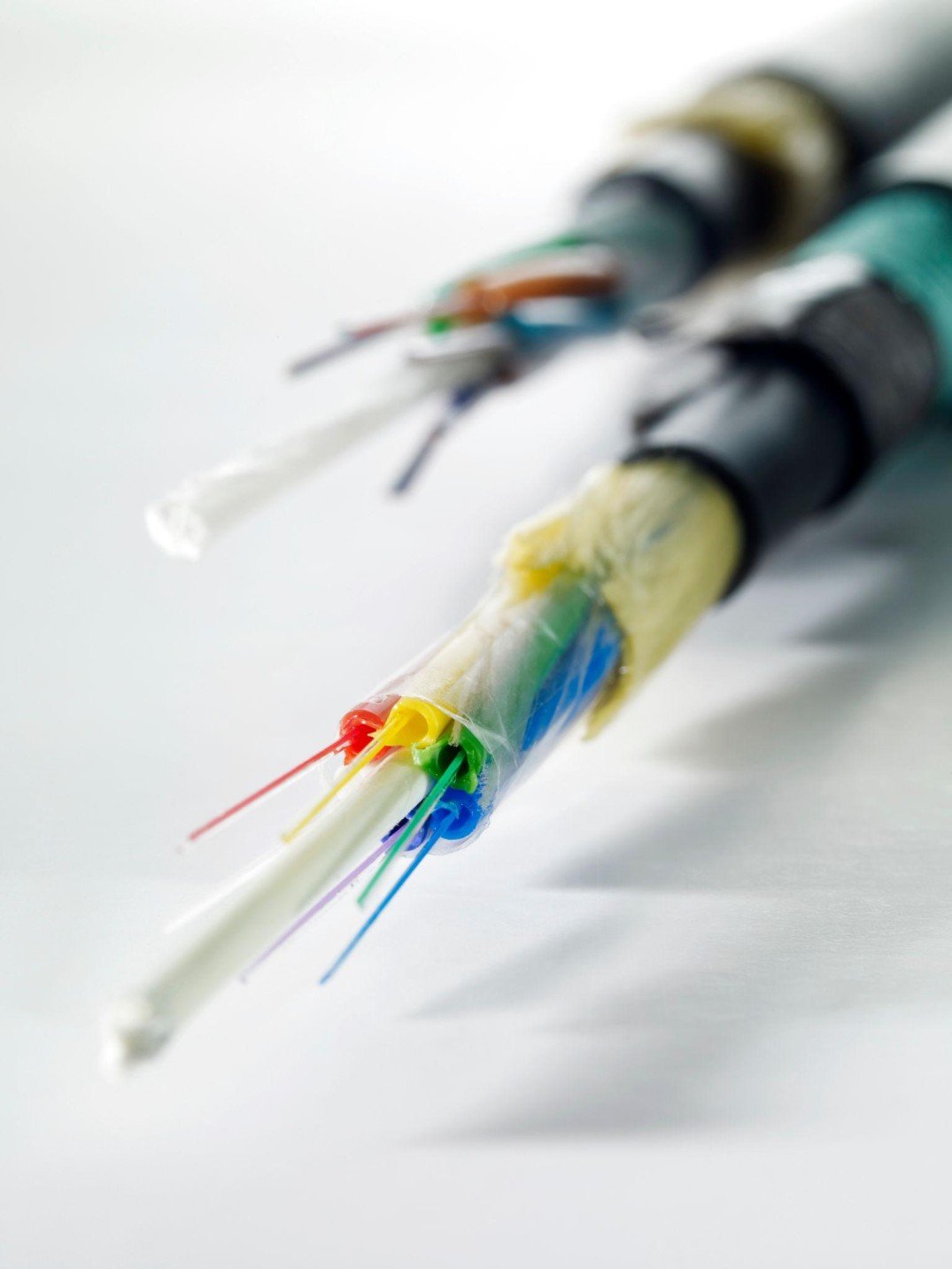 Fiber-optic internet cables delivering multi-gigabit broadband speeds