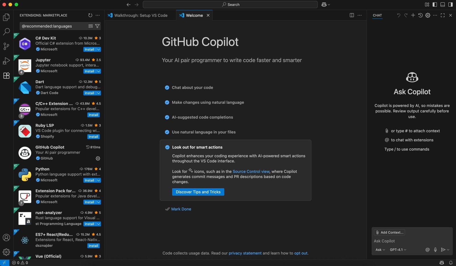 GitHub Copilot generating code suggestions inside Visual Studio Code.