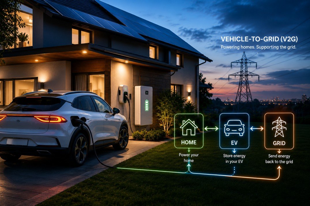 The Exciting Future of Electric Vehicles: 10 Major Changes Every Driver Should Expect by 2030 3 Vehicle-to-grid technology connecting an electric vehicle to a home