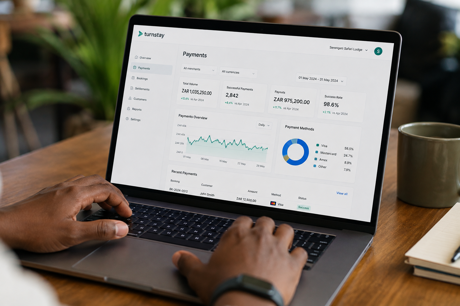 TurnStay payment dashboard for African travel businesses