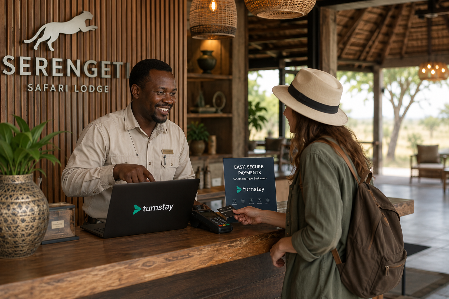 African travel business accepting an international digital payment