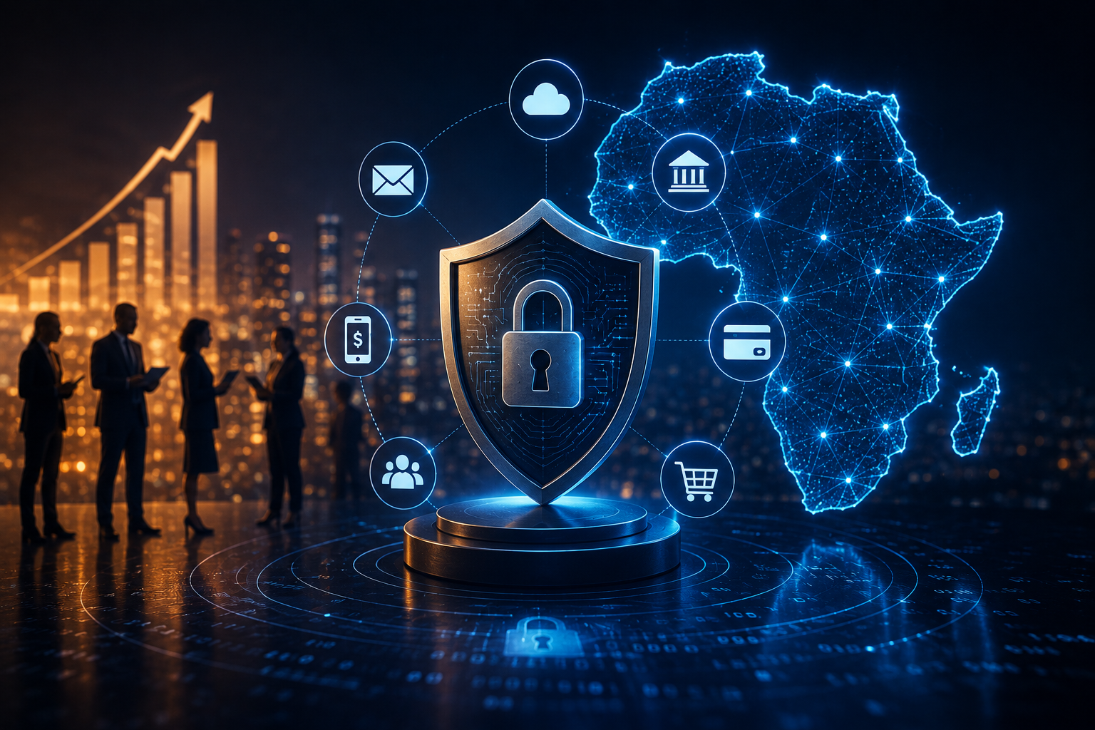 Cybersecurity in Africa: The Critical Cyber Threat Facing Businesses in 2026 3 Digital security shield protecting business systems and online data