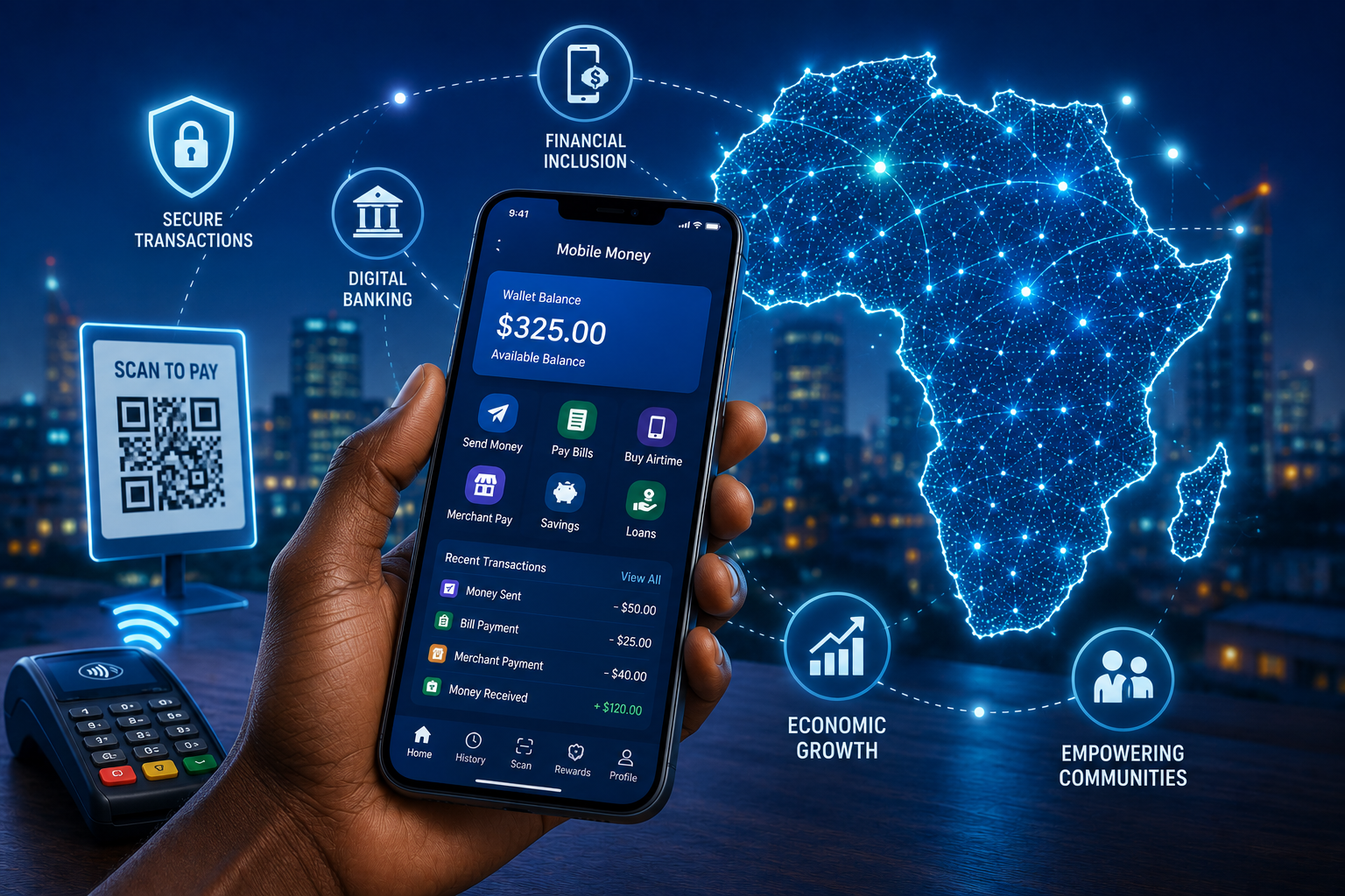 Future of Mobile Money in Africa (2026): 10 Game-Changing Trends 3 Future of mobile money in Africa with secure digital payments, mobile wallet technology, QR code transactions, and financial inclusion across Africa