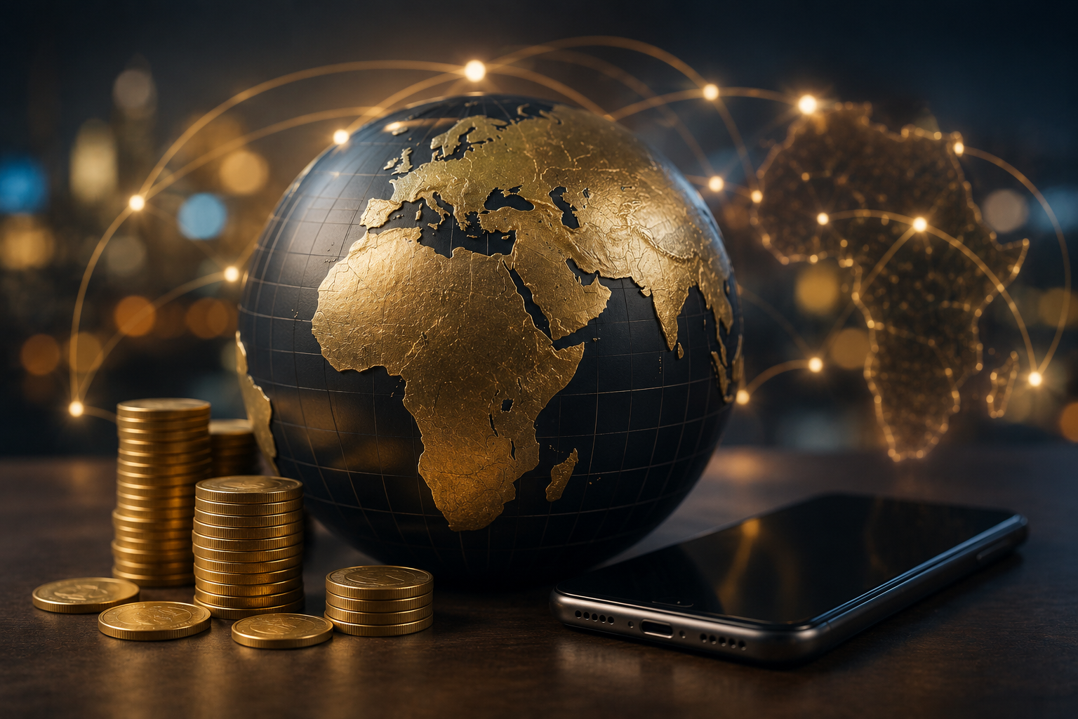 Airtel Money IPO 2026: The Big London Listing That Could Reshape African Fintech 2 Globe of Africa with coins and smartphone representing mobile money and fintech investment