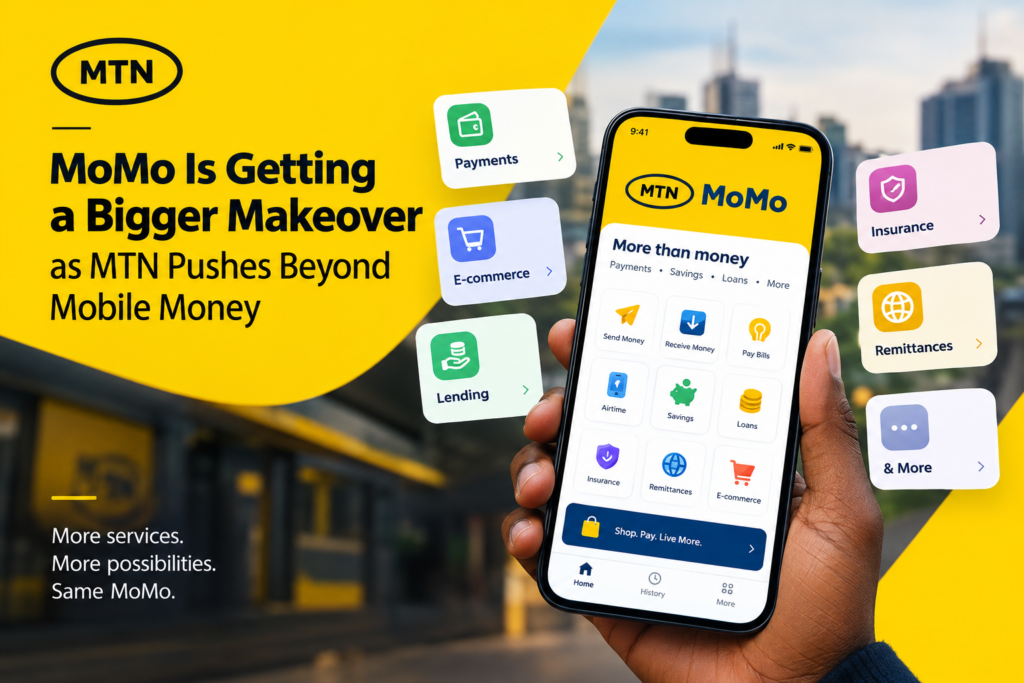 MTN MoMo expands beyond mobile money with payments, lending, insurance, remittances and e-commerce services.