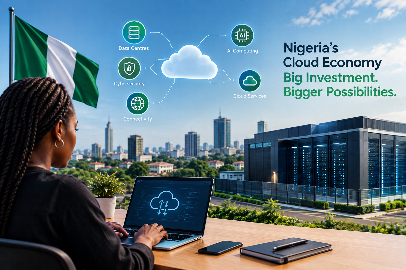 Nigeria Cloud Economy: What the $750 Million Push Means for Tech 2 Nigeria cloud economy with data centres, cloud services, AI computing, and digital infrastructure