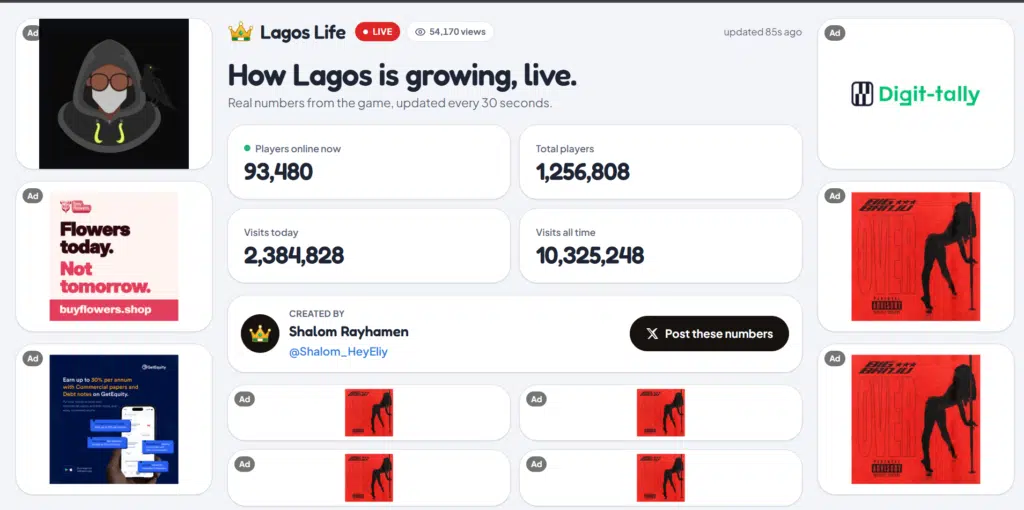 Lagos Life game virtual environment